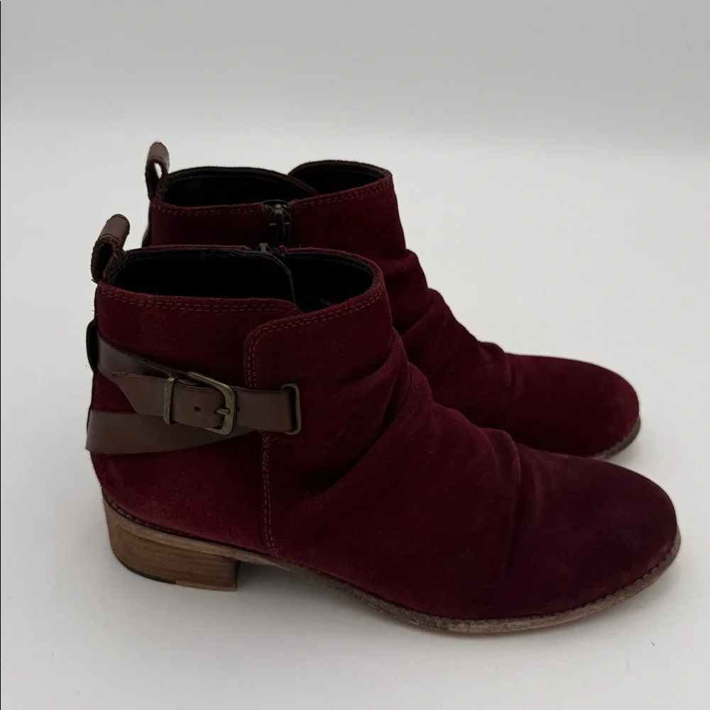Diba true Women's Burgundy Ankle combat Boots women 8 leather suede casual Y2K